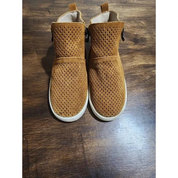 Monkey Feet Ankle Zip Boots Booties Brown Leather Girls Size 5-6Y